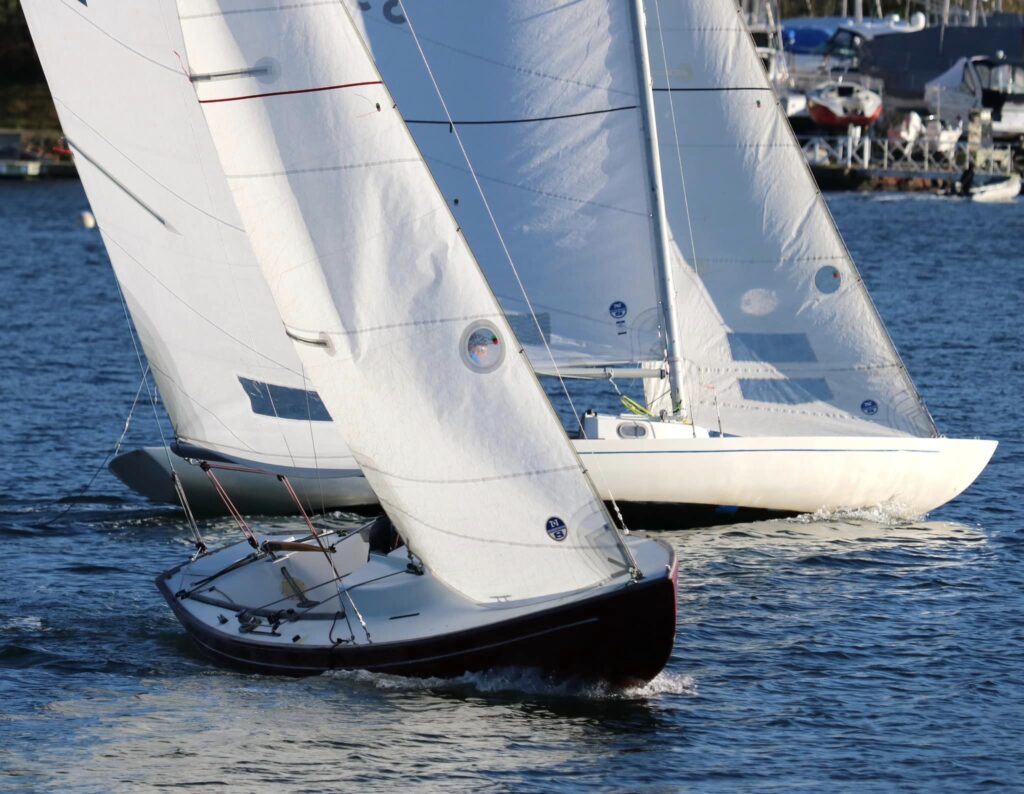 Bluenose racing on May 18, 2023 on Halifax's Northwest Arm. Two Bluenoses on opposing tacks.